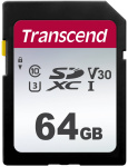 Фото - Transcend Карта пам'яті Transcend SD 64GB C10 UHS-I R100/W20MB/s (TS64GSDC300S)