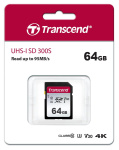 Фото Transcend Карта памяти Transcend SD 64GB C10 UHS-I R100/W20MB/s (TS64GSDC300S)