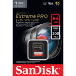 Фото SanDisk Карта памяти SanDisk SD 64GB C10 UHS-I U3 R200/W90MB/s Extreme Pro V30 (SDSDXXU-064G-GN4IN)